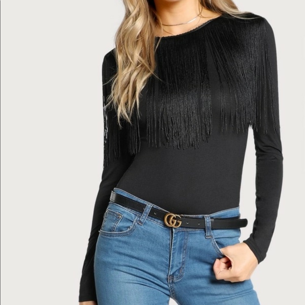 Black fringe top